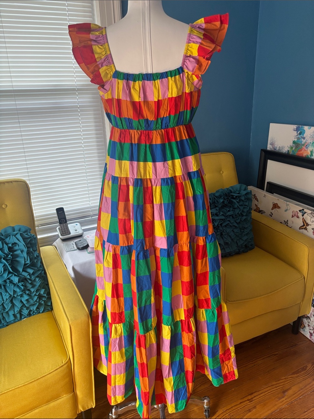 English Factory Multicolor Check Ruffle Maxi Dress - Picture 2 of 4